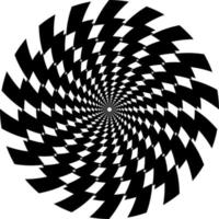 l'illusione ottica del volume. vettore rotondo isolato modello in bianco e nero su sfondo bianco. cerchi di strisce alternate bianche e nere, annidate l'una nell'altra.