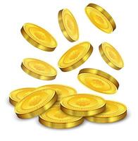 monete d'oro che cadono vettore
