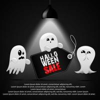 vendita di halloween con bambino fantasma vettore