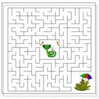 guida un simpatico serpente cartone animato attraverso il labirinto, un gioco di labirinti per bambini vettore