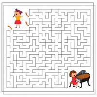 un gioco di puzzle per bambini, attraversa il labirinto. i bambini sono musicisti vettore
