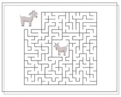 un gioco di puzzle per bambini, attraversa il labirinto. aiutami a camminare attraverso il labirinto da mia madre. gli animali della fattoria sono capra e capretto vettore