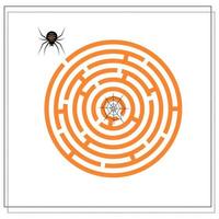 gioco per bambini attraversa il labirinto, il ragno e la ragnatela vettore