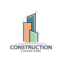 modello di progettazione del logo dell'edificio immobiliare di costruzione vettore