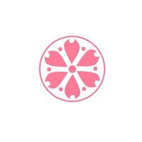 modello logo fiori di ciliegio in cerchio vettore