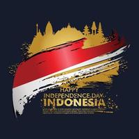 17 agosto. felice biglietto di auguri per la festa dell'indipendenza indonesiana. sventolando la bandiera indonesiana isolata su uno sfondo vettore