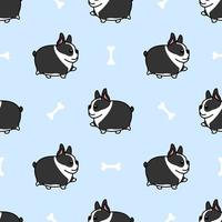 Modello senza cuciture del fumetto di camminata del cane grasso di Boston Terrier vettore