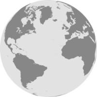 mappa del globo dell'oceano atlantico a colore singolo vettore