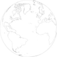 mappa del globo dell'oceano atlantico contorno vettore