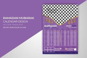 download gratuito del modello di volantino islamico del calendario di una pagina del ramadan 2022 vettore