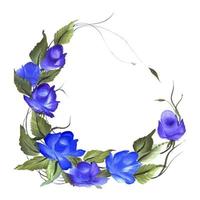 Bella composizione floreale viola e blu dell&#39;acquerello vettore