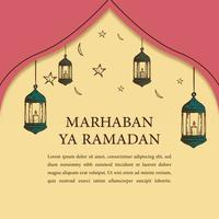 concetto disegnato a mano dell'illustrazione del marhaban ya ramadan vettore