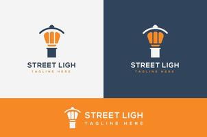 un concetto di design del logo di un lampione per l'assicurazione stradale vettore