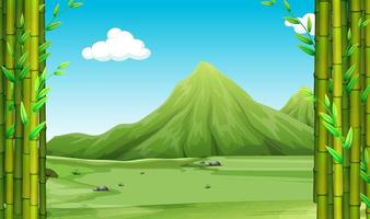 Scena della natura con bambù e colline vettore