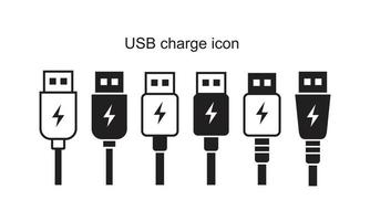 modello icona ricarica usb colore nero modificabile. illustrazione vettoriale piatta del simbolo dell'icona della carica usb per la progettazione grafica e web.