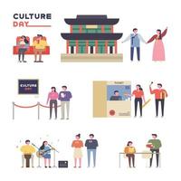 Le coppie si godono diverse culture in Corea. vettore