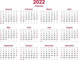 modello di calendario 2022 vettore