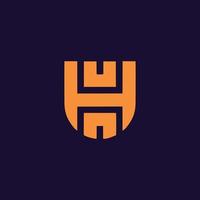 modello di progettazione del logo minimalista iniziale h vettore