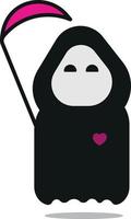 carino grim reaper con il cuore vettore