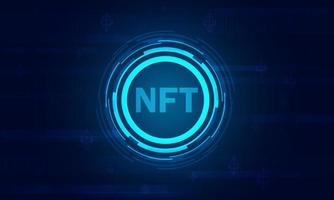 nft token non fungibile concept.crypto currency.technology background.blue technology neon design. vettore