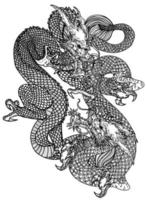 schizzo del disegno della mano del drago di arte del tatuaggio vettore