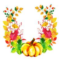 Bella acquerello Autumn Leaves Wreath vettore