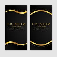 Set di banner verticali dorati premium vettore