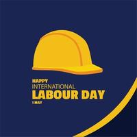 vettore congratulazioni per la giornata internazionale del lavoro. illustrazione semplice ed elegante. immagine del casco giallo