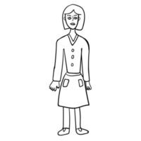 donna di doodle del fumetto isolata su priorità bassa bianca. le persone. vettore