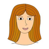 carino cartone animato astratto doodle ragazza ritratto isolato su sfondo bianco. volto di donna. vettore