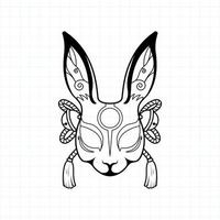 maschera kitsune giapponese da colorare pagina, illustrazione vettoriale eps.10