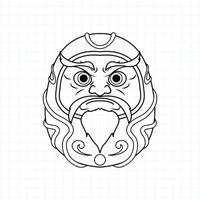 pagina di colorazione della bambola daruma disegnata a mano, illustrazione vettoriale eps.10