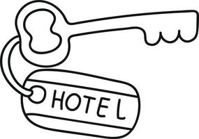 chiave della camera d'albergo in stile doodle vettore