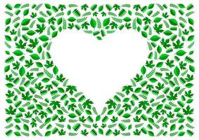 cornice foglie verdi forma cuore isolato sfondo bianco