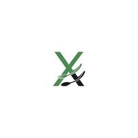 lettera x con forchetta e cucchiaio logo icona disegno vettoriale