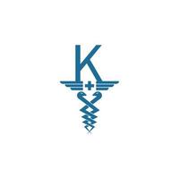 lettera k con caduceo icona logo design vector