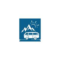 semplice caravan mobile icona logo design vector