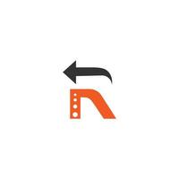 logo della lettera r con vettore di disegno dell'icona della freccia