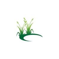 modello vettoriale di progettazione del logo dell'icona di erba naturale