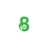 numero 8 logo foglia icona design concept vettore