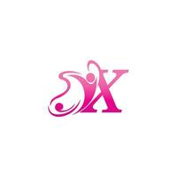 lettera x farfalla e successo icona umana logo design illustrazione vettore