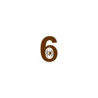 numero 6 con modello di progettazione logo icona ragno vettore