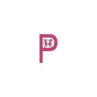 lettera p e bambini icona logo design vettoriale