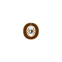 lettera o con modello di progettazione logo icona ragno vettore