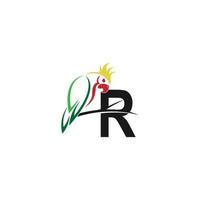 lettera r con il vettore di progettazione del logo dell'icona dell'uccello del pappagallo