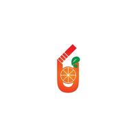 lettera u con modello di progettazione logo icona succo d'arancia vettore