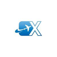 lettera x con il vettore di disegno dell'icona del logo aereo