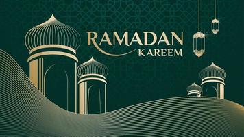illustrazione vettoriale di moschea e ramadan kareem saluto cornice desktop. documento di saluto del ramadan. etichetta di saluto del ramadan.