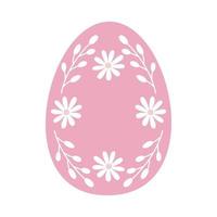 uovo di Pasqua rosa con fiori all'interno. vettore