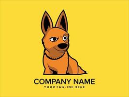 logo marrone del cane da compagnia su sfondo giallo vettore